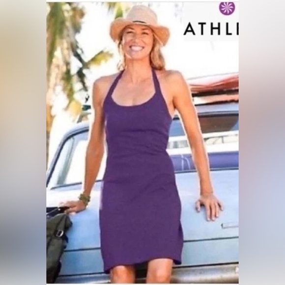 Athleta | Dresses | Athleta Purple Sizzle Yoga Halter Shelf Bra Dress Size  Small | Poshmark
